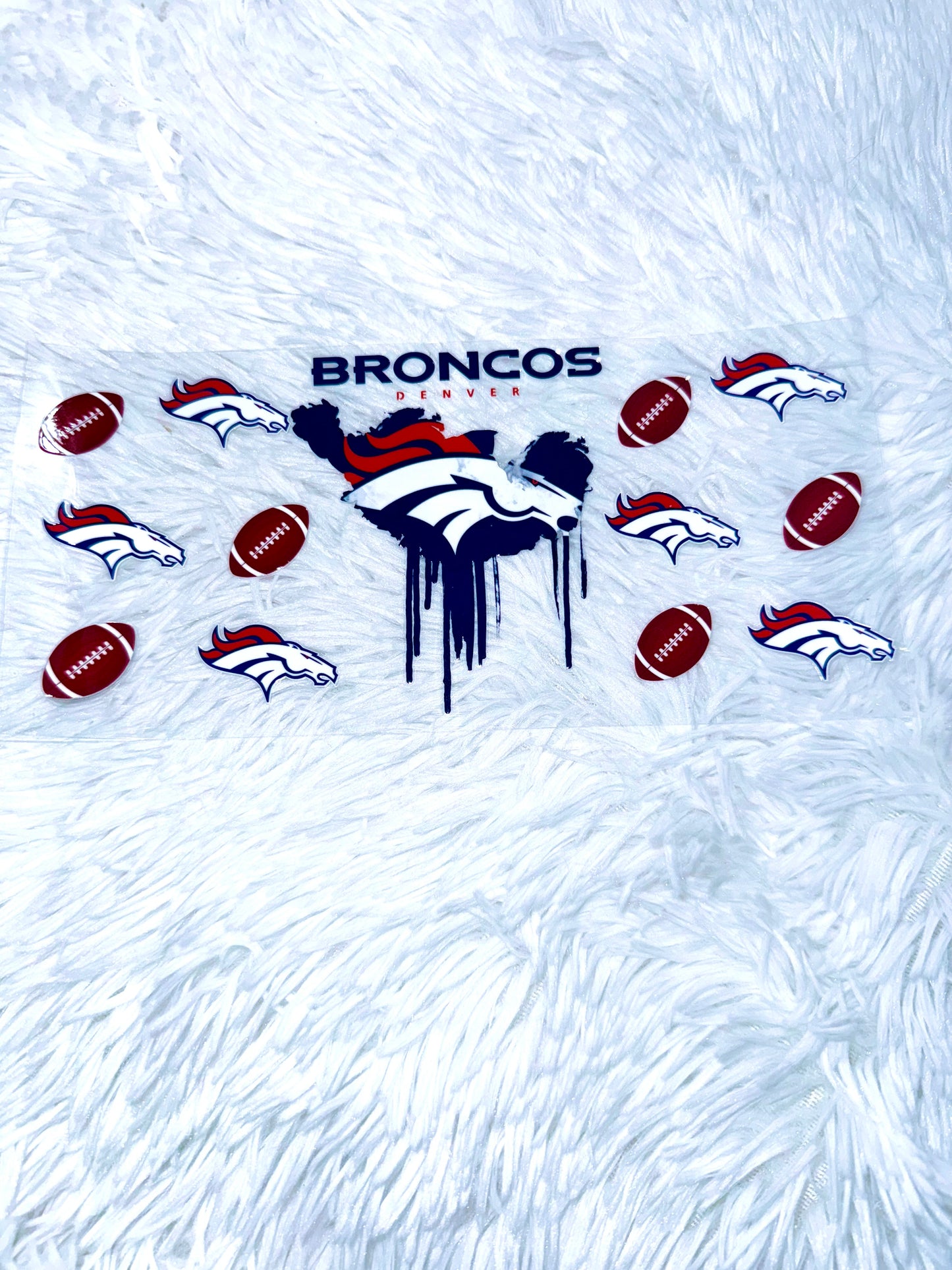 B190. Broncos Drip Football NFL Tumbler Wrap