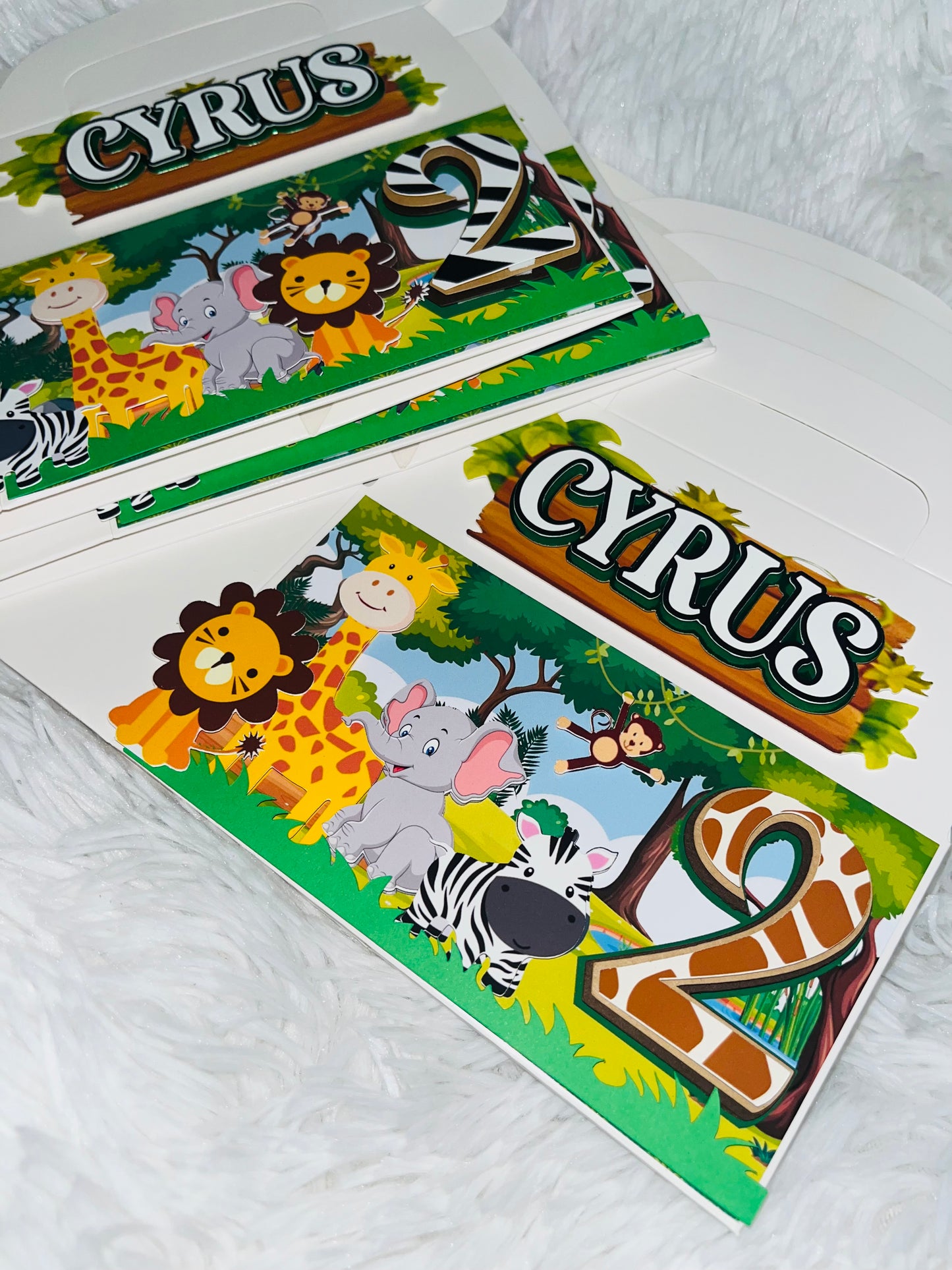 WILD One Jungle Zoo Party Favor Box