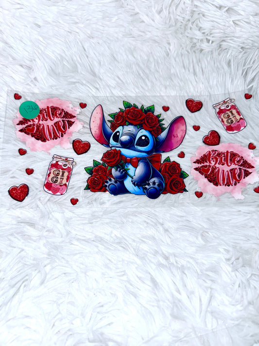 B136. Red Rose Stitch Heart