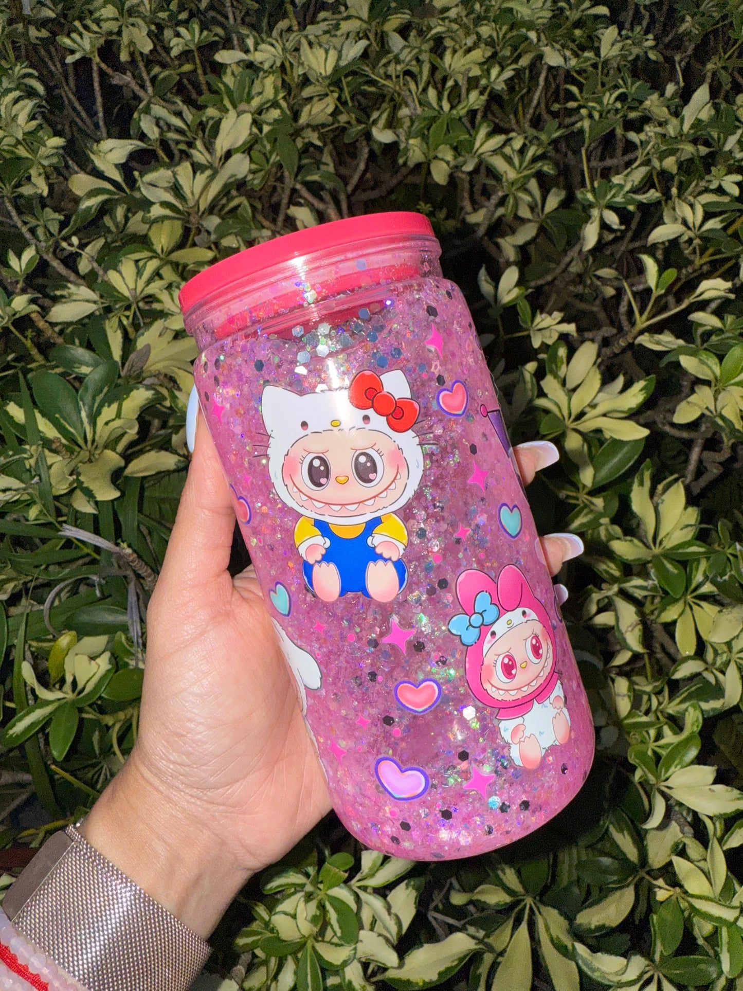LabuBu Heart Stars Snow Globe Tumbler 16oz.