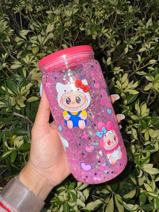 LabuBu Heart Stars Snow Globe Tumbler 16oz.