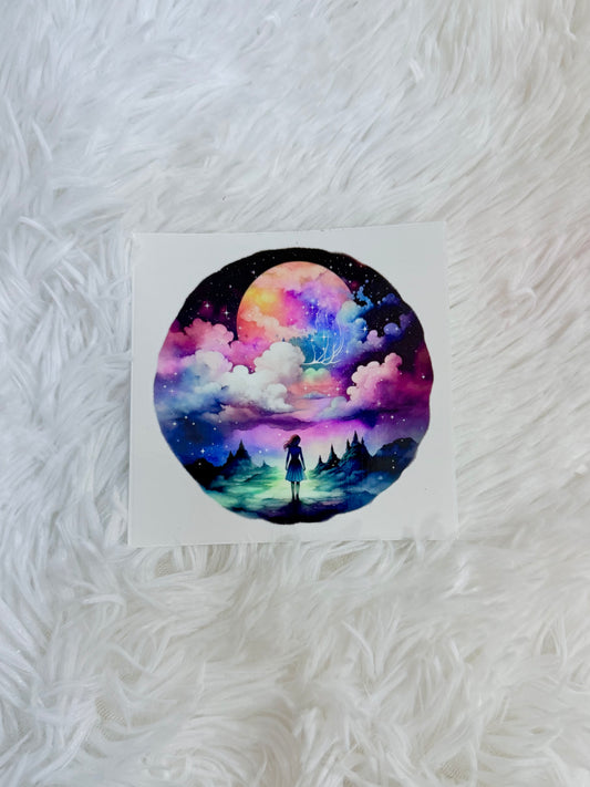 D41. Round Colorful Girl Night Sky