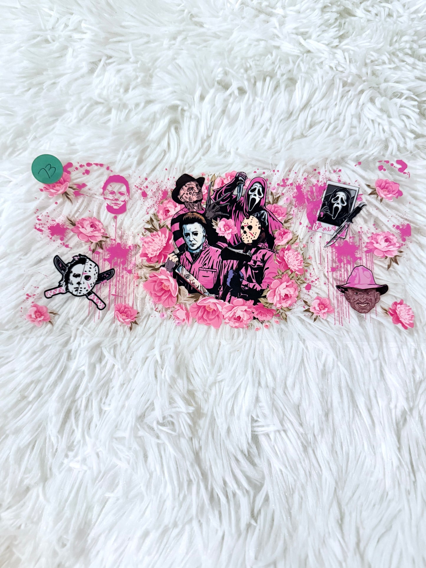 W73. Pink Scary Movie Michael Myers Freddy Krueger Halloween