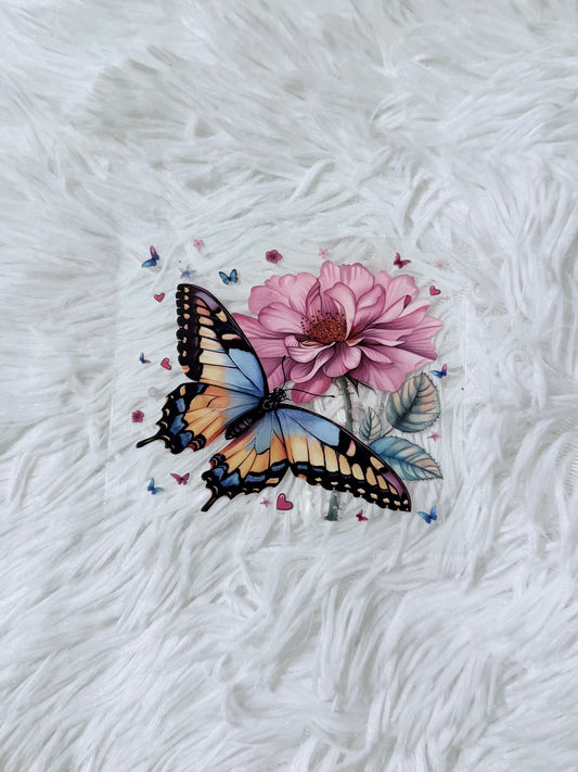 D17. Pink Flower and Butterfly