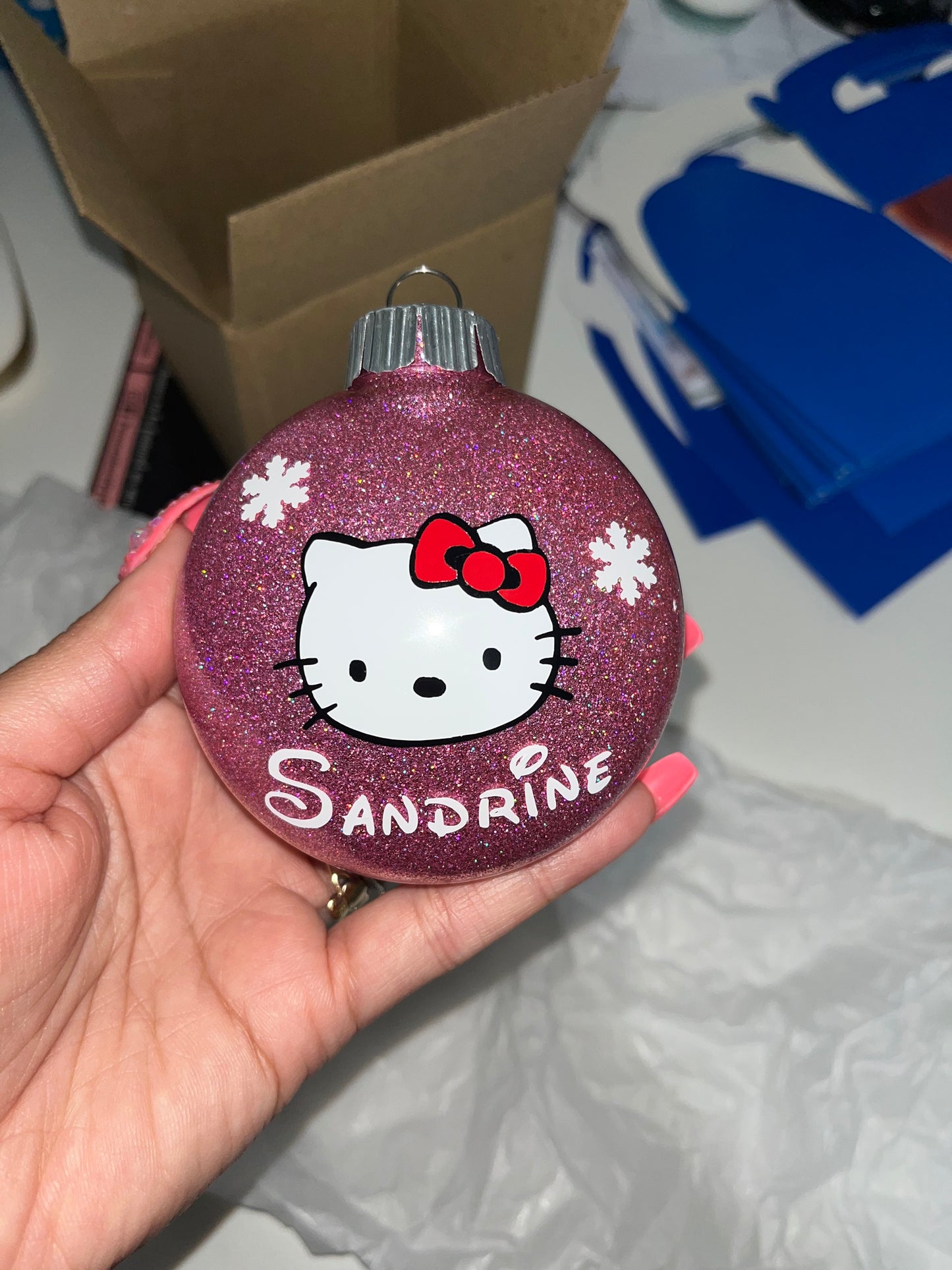 Hello Kitty Glittered Inspired Ornament