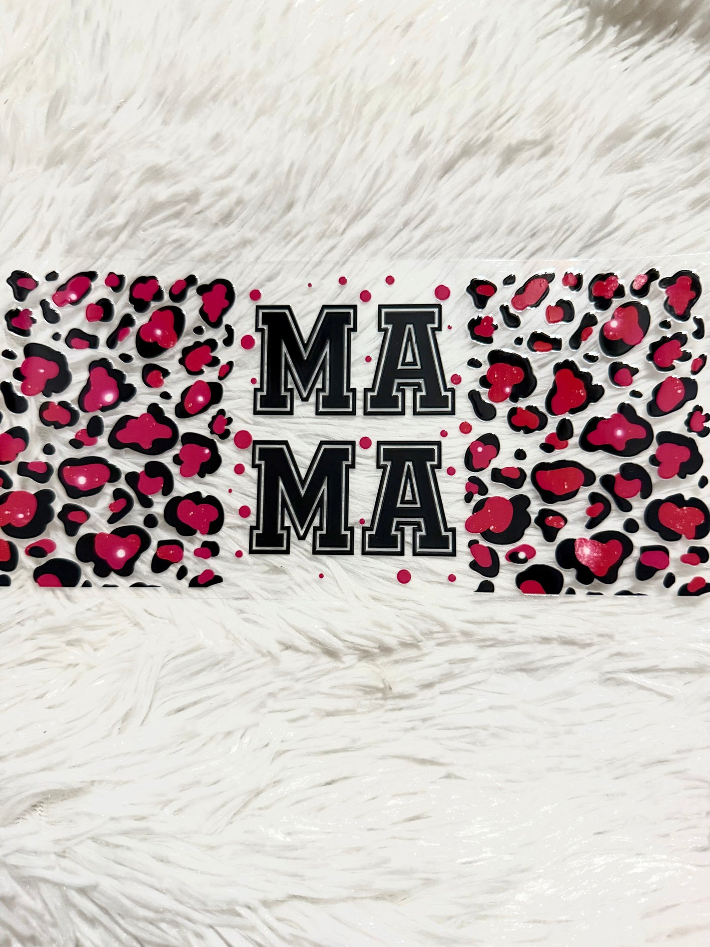W161. Pink Black Leopard Mama Tumbler Wrap