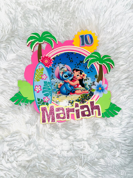 Lilo & Stitch Cake Topper Inspired Shaker, Lilo and Stitch Party Decorations