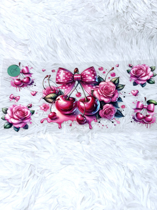 B128. Pink Cherry Bow Flowers