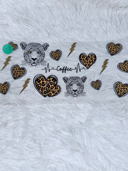 B155. Cheetah Leopard Heart Coffee