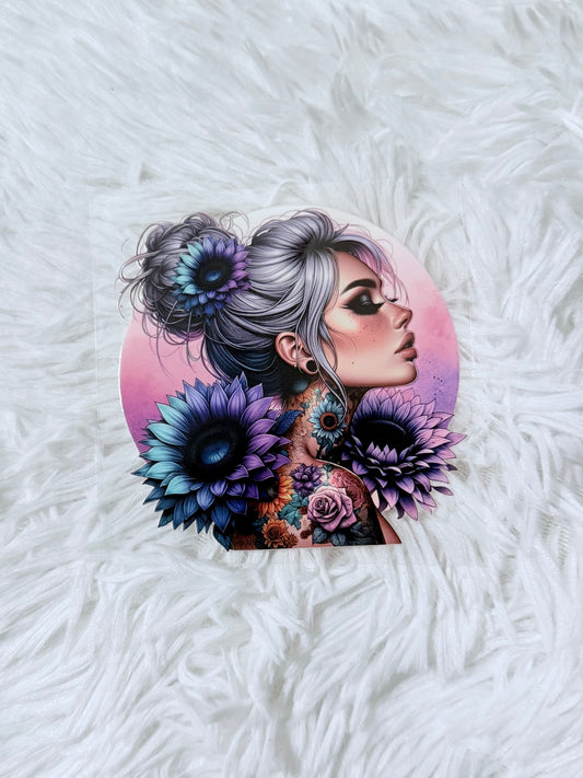 D21. Purple Sunflower Bun Girl