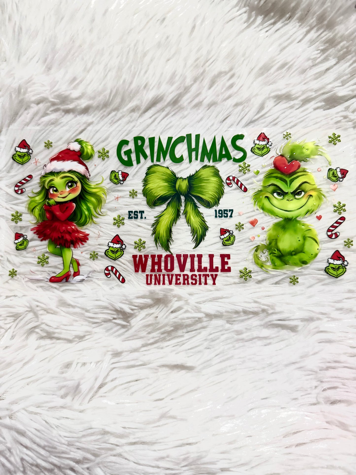 W134. Green GRINCH Girl Boy Tumbler Wrap