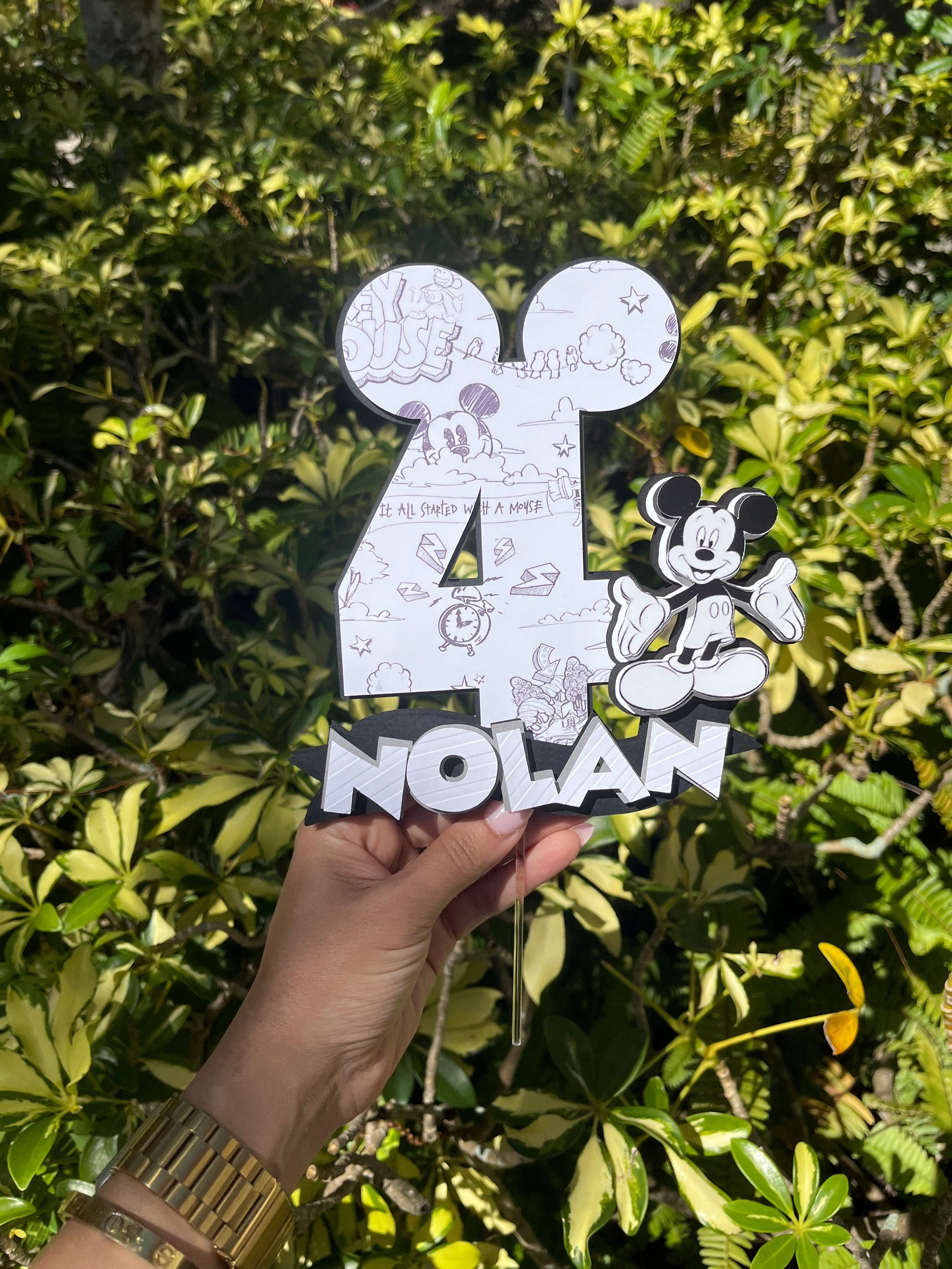 Black & White Classic Mickey 3D Cake Topper Party Supplies Personalize It By Belle