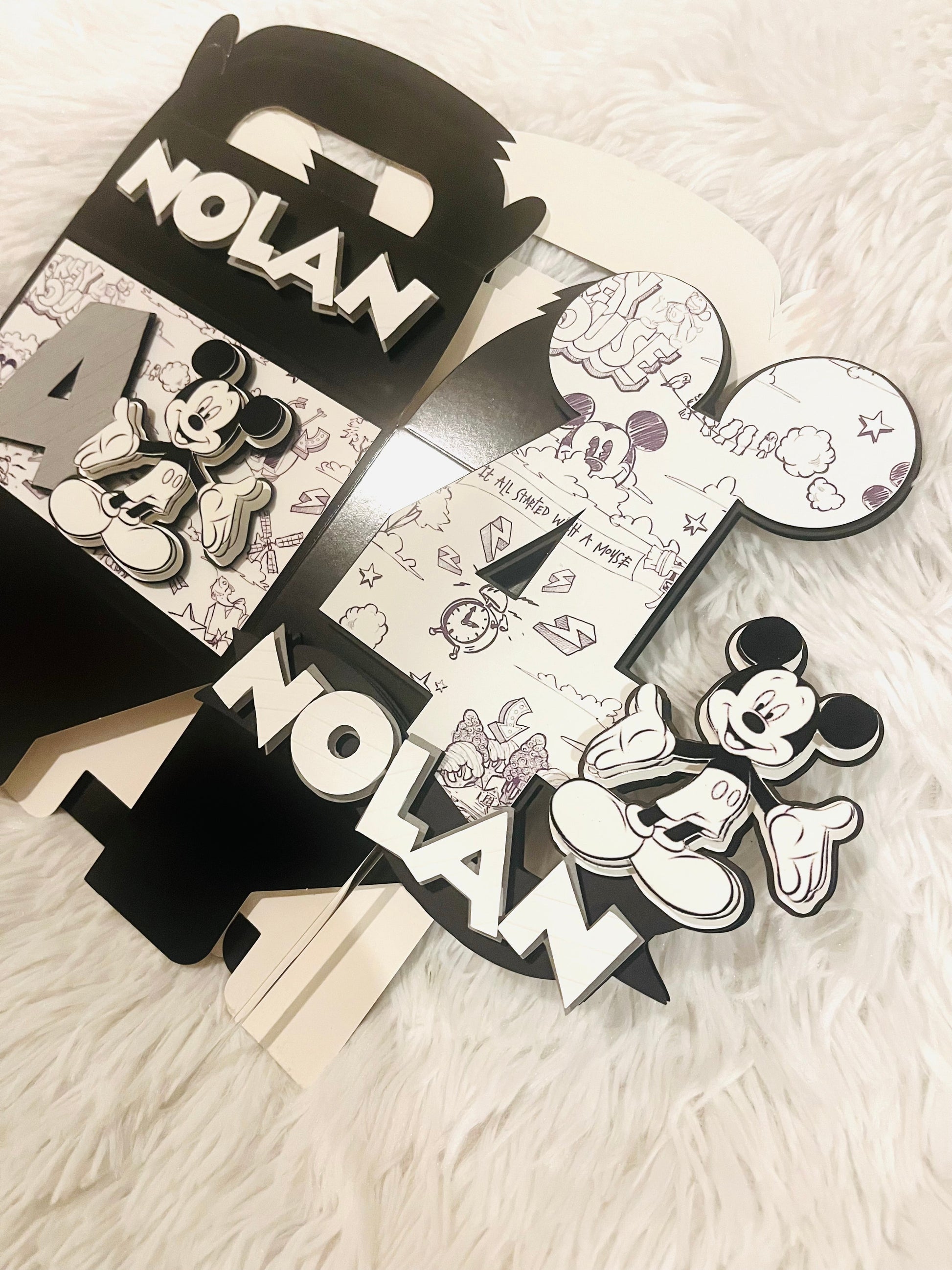 Black & White Classic Mickey 3D Cake Topper Party Supplies Personalize It By Belle