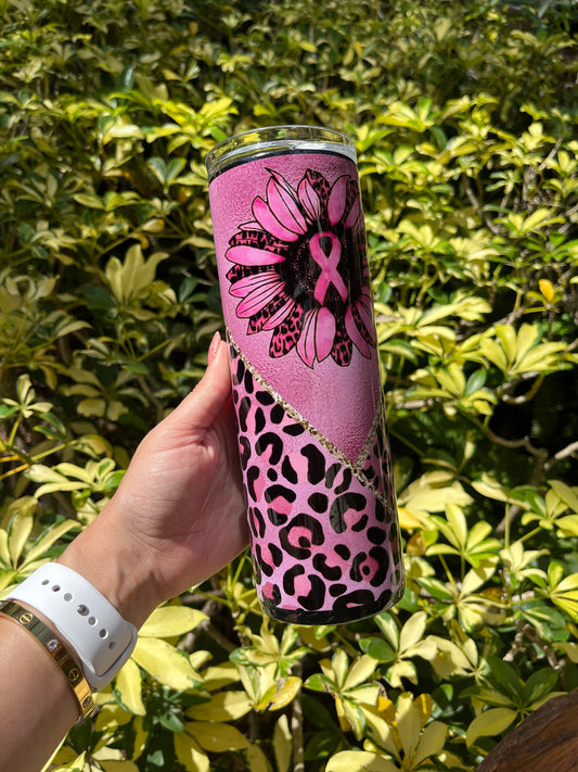 Breast Cancer Leopard Tumbler Stainless Steel Tumbler Personalize It By Belle