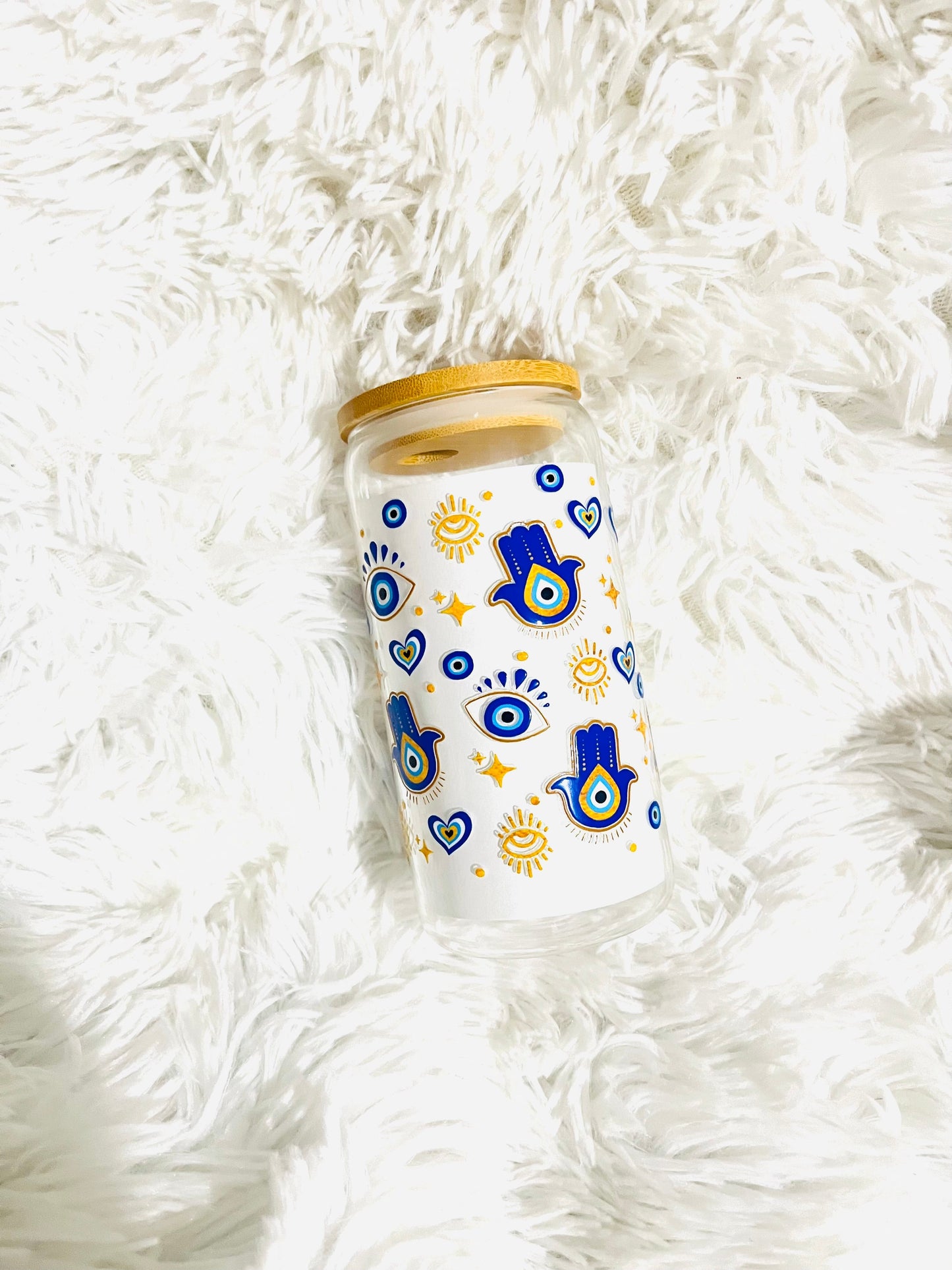 Evil Eye Glass Can Cup Personalize It By Bel