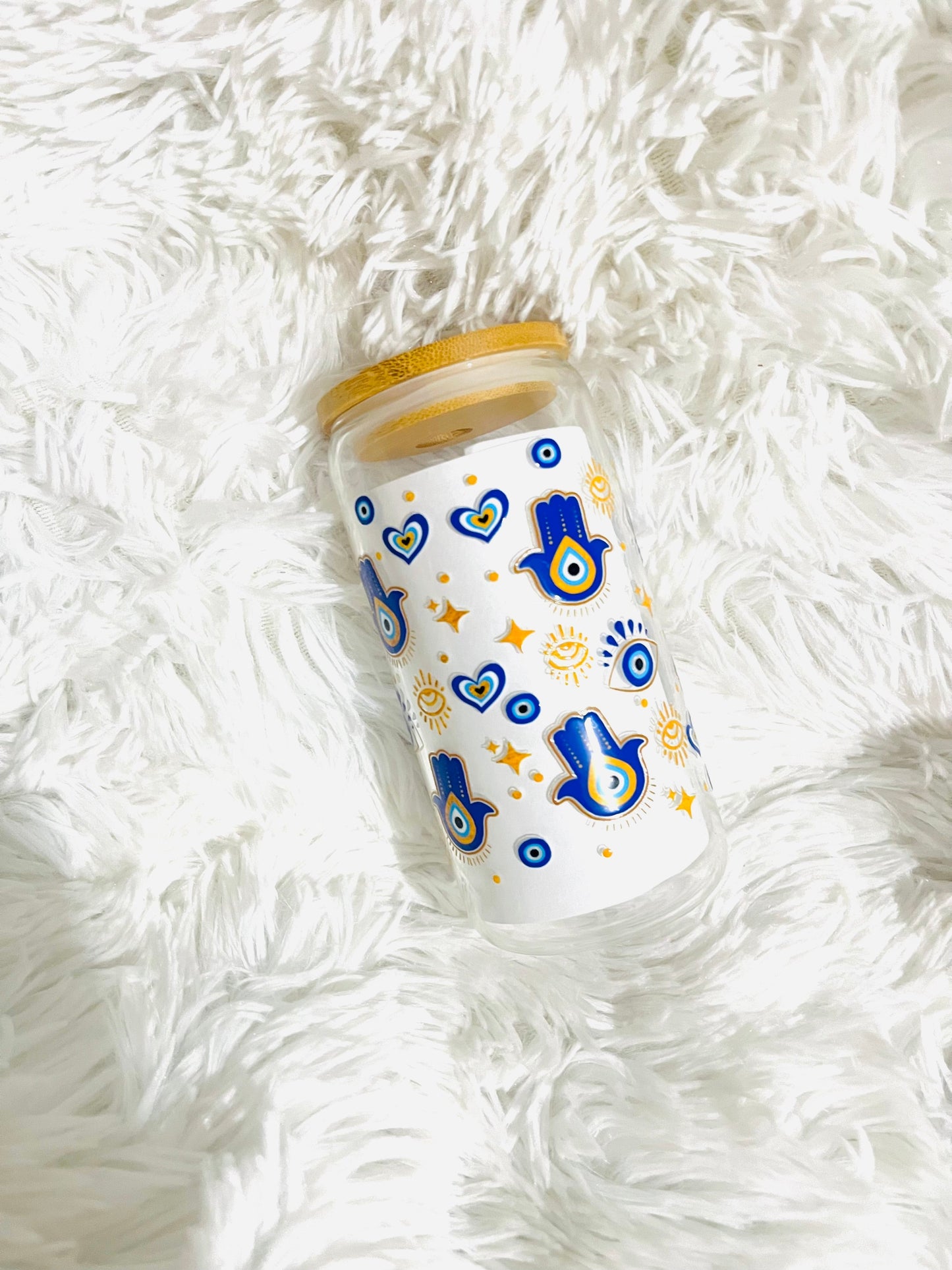 Evil Eye Glass Can Cup Personalize It By Bel