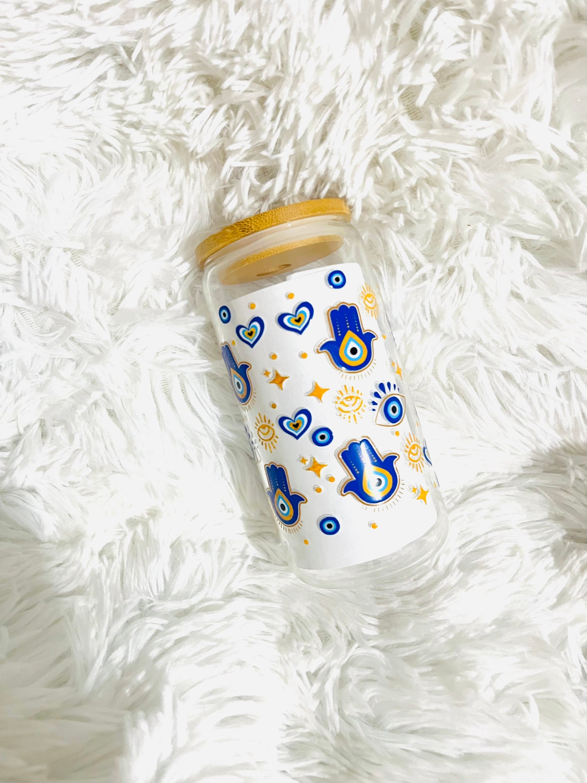 Evil Eye Glass Can Cup Personalize It By Bel