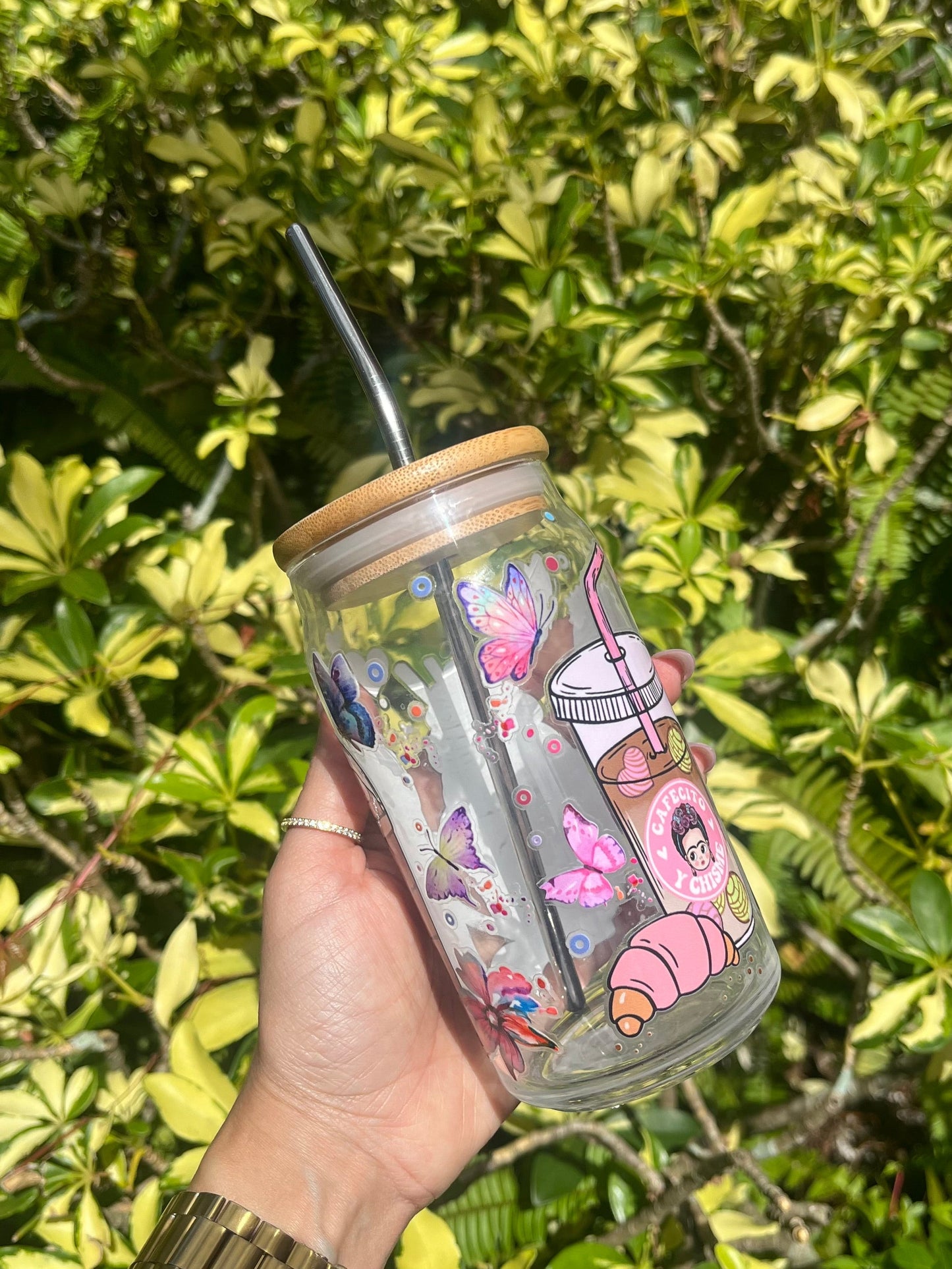 Frida Cafecito Glass Can Cup Personalize It By Bel