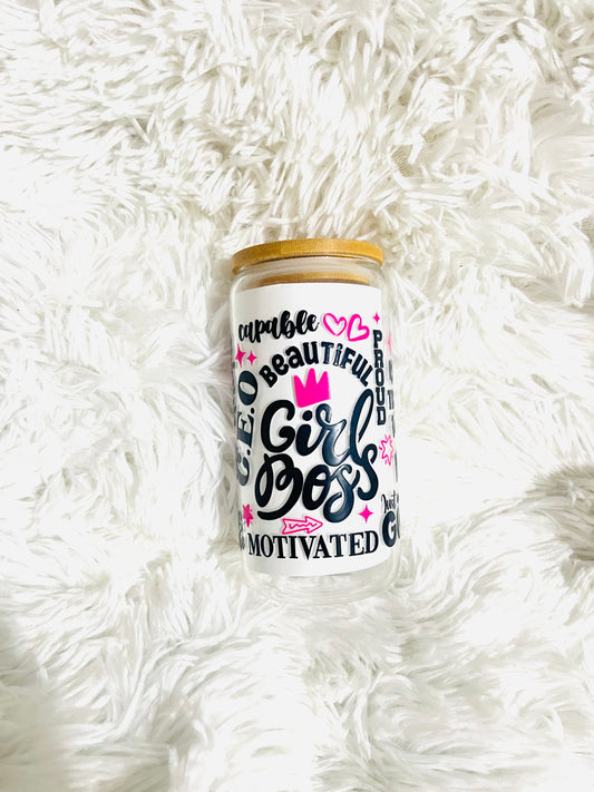 Girl Boss Glass Can Cup Personalize It By Bel