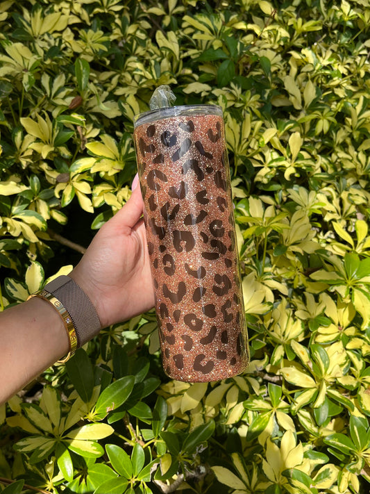 Glittered Leopard Tumbler Stainless Steel Tumbler Personalize It By Belle