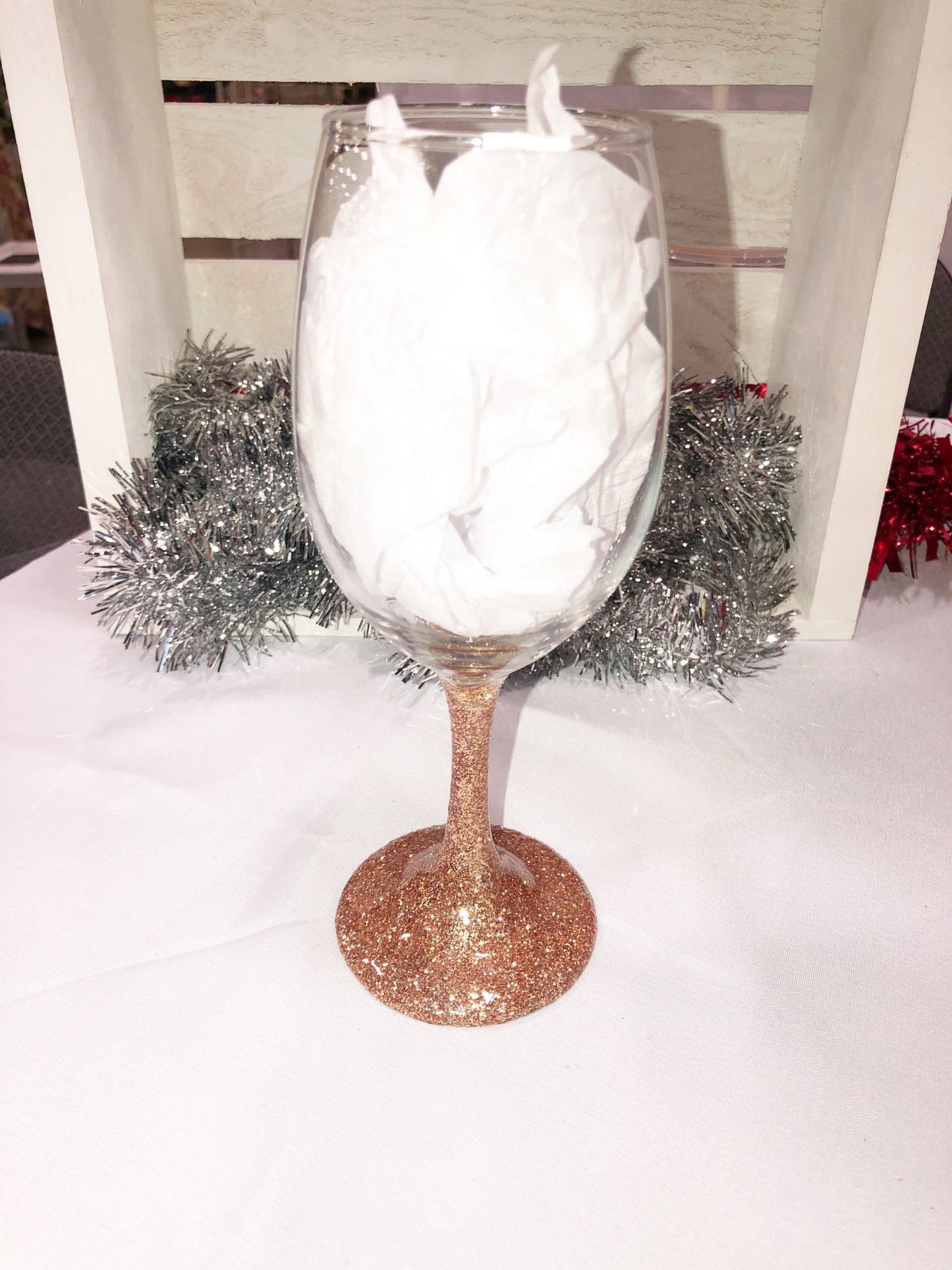 Glittered Stem Wine Glass Wine Glasses Personalize It By Belle