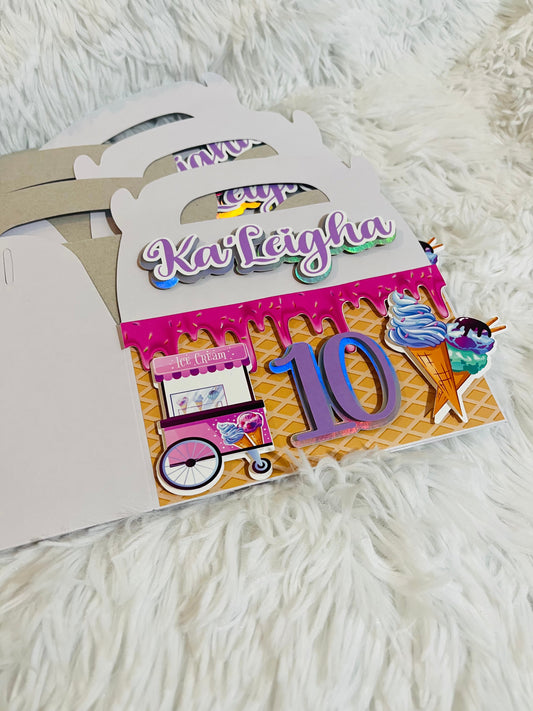 Ice Cream Party Favor Boxes (3) Party Supplies Personalize It By Belle