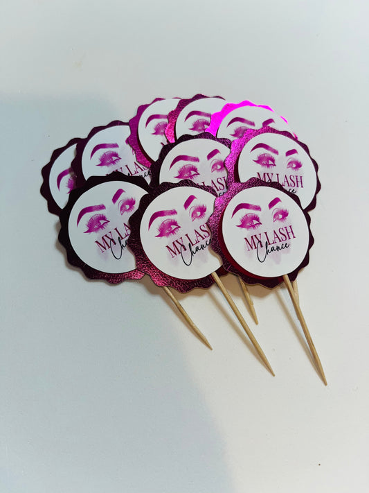 Logo 3D Cupcake Toppers (24) - My Lash Chance Party Supplies Personalize It By Belle, LLC