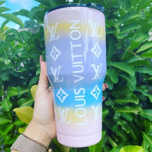 LV Inspired Tumbler Stainless Steel Tumbler Personalize It By Belle, LLC