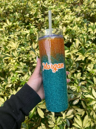 Miami Dolphins Glittered Stainless Steel Tumbler Stainless Steel Tumbler Personalize It By Belle
