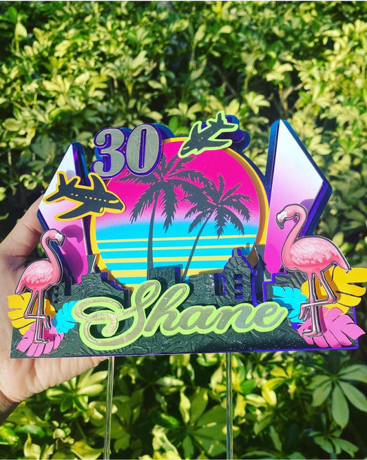 MIAMI Vice 3D Cake Topper Party Supplies Personalize It By Belle