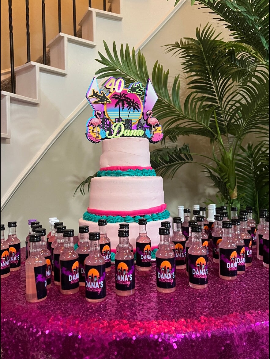 Miami Vice Vibe Party Favor Bottles (24) Party Supplies Personalize It By Belle, LLC