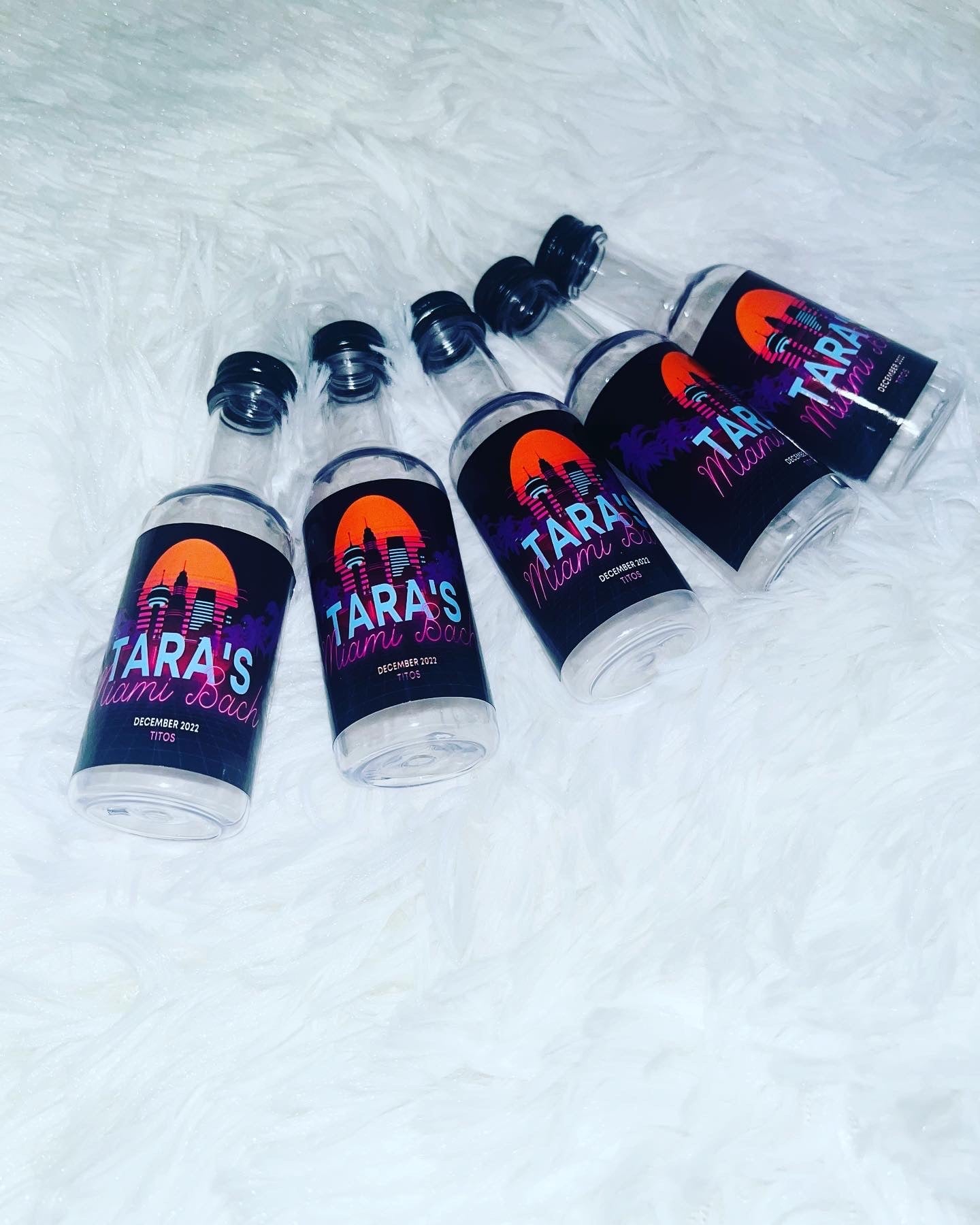Miami Vice Vibe Party Favor Bottles (24) Party Supplies Personalize It By Belle, LLC