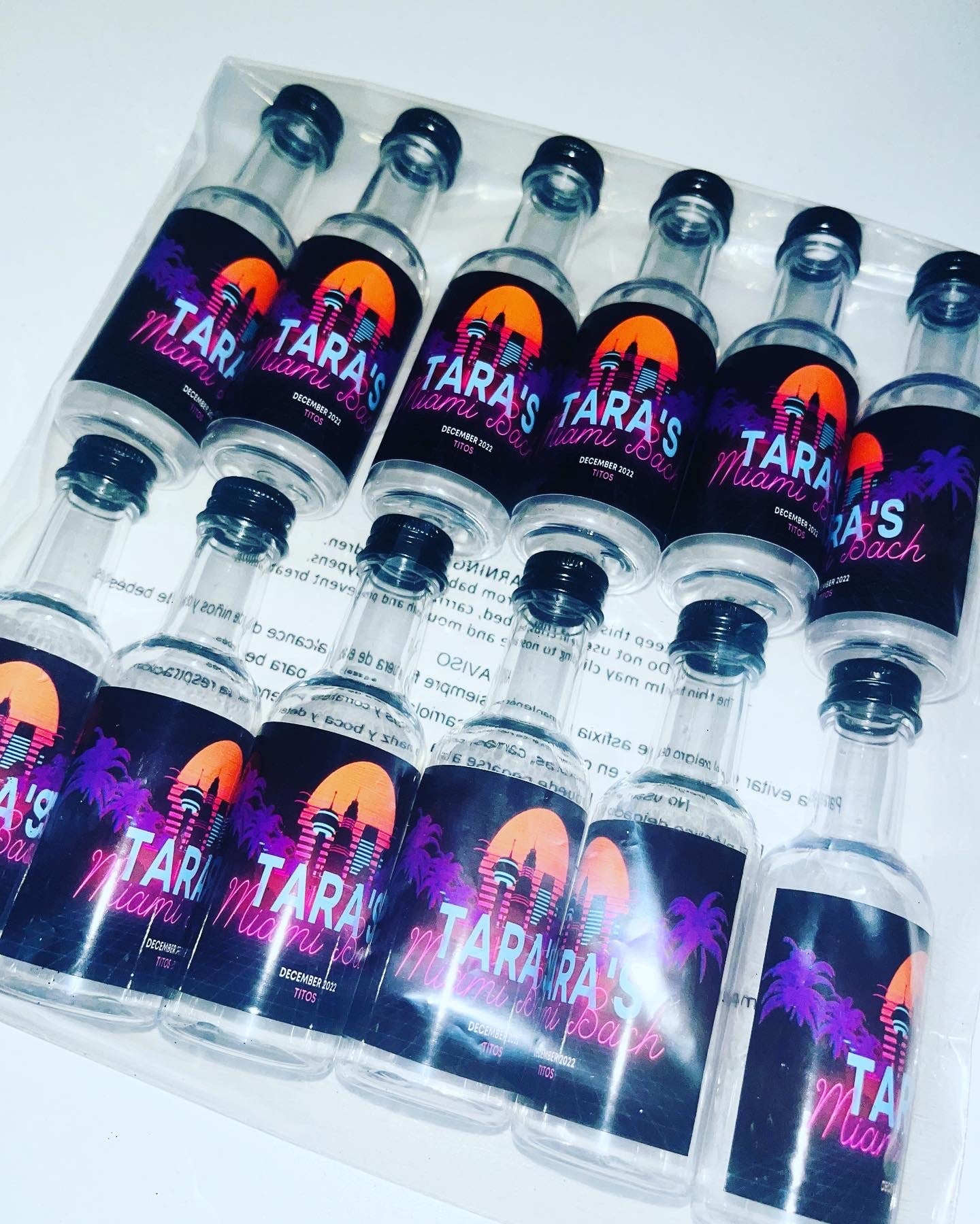Miami Vice Vibe Party Favor Bottles (24) Party Supplies Personalize It By Belle, LLC