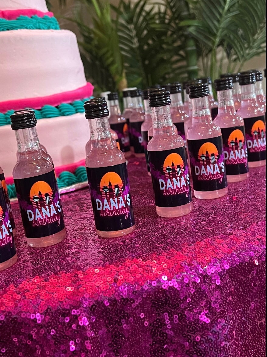 Miami Vice Vibe Party Favor Bottles (24) Party Supplies Personalize It By Belle, LLC