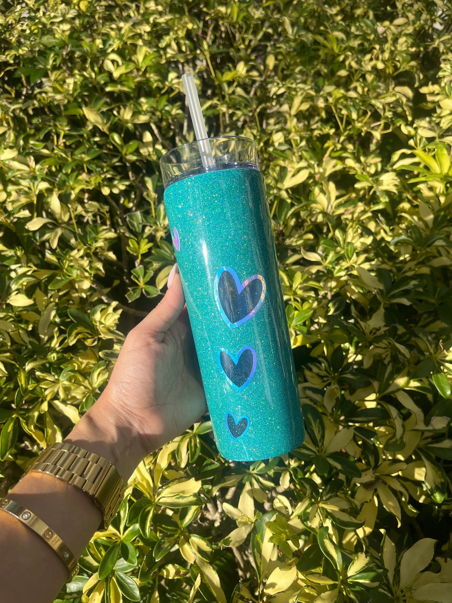 Peek-A-Boo Glittered Heart Plastic Tumbler Plastic Tumbler Personalize It By Belle