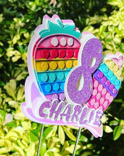 Pop It 3D Cake Topper Party Supplies Personalize It By Belle