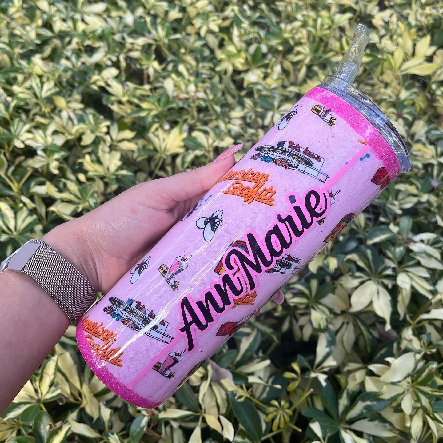 Retro Pink Tumbler Tumblers Personalize It By Belle, LLC
