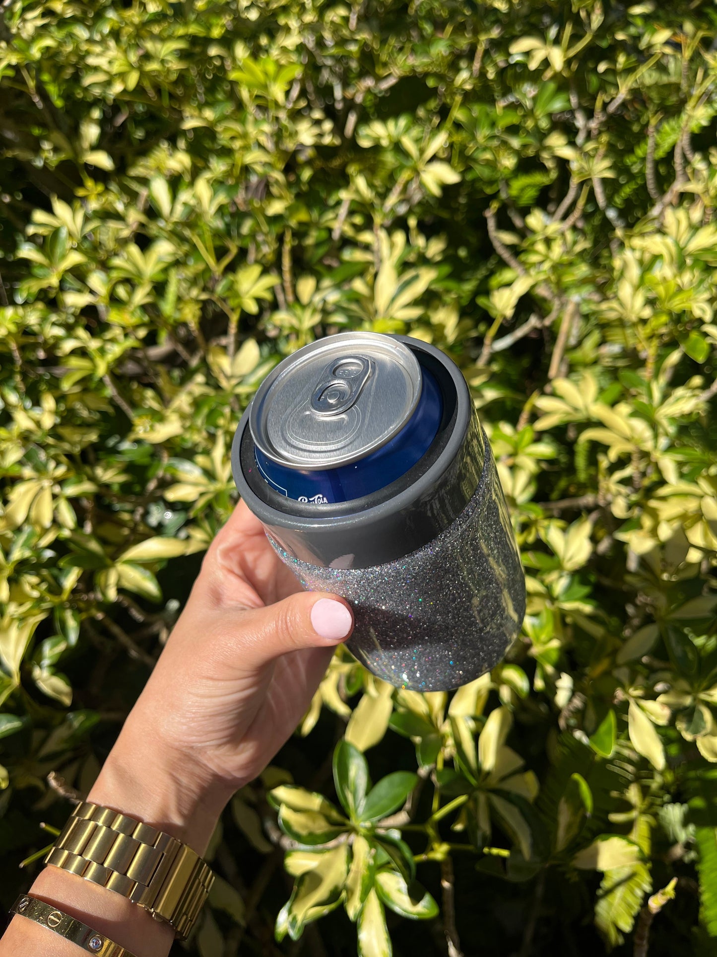Silver Glittered Can Cooler Stainless Steel Tumbler Personalize It By Belle