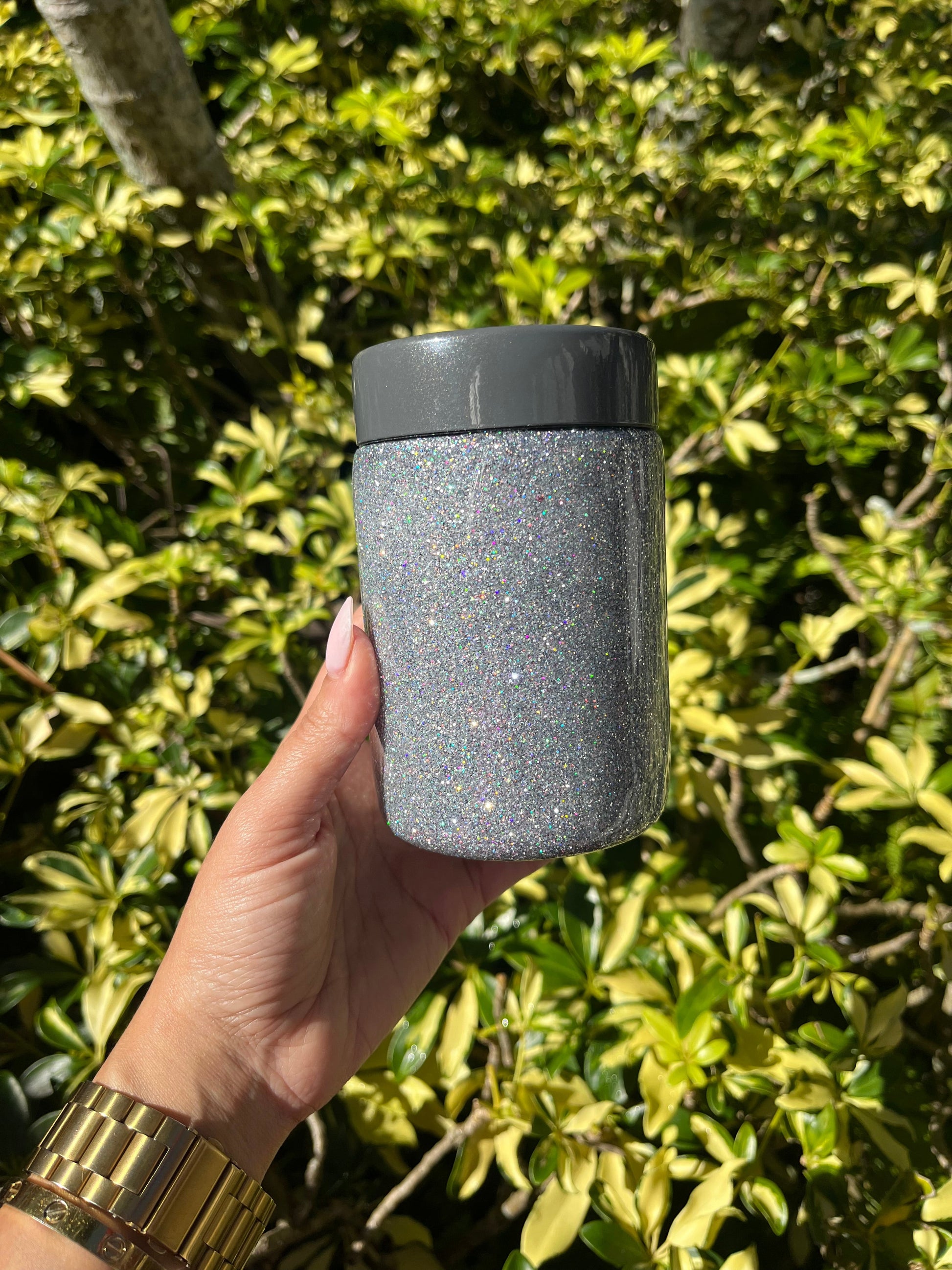 Silver Glittered Can Cooler Stainless Steel Tumbler Personalize It By Belle