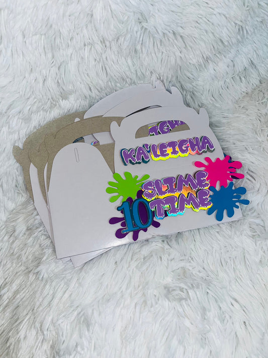 SLIME TIME 3D Party Favor Boxes- (3) Party Supplies Personalize It By Belle