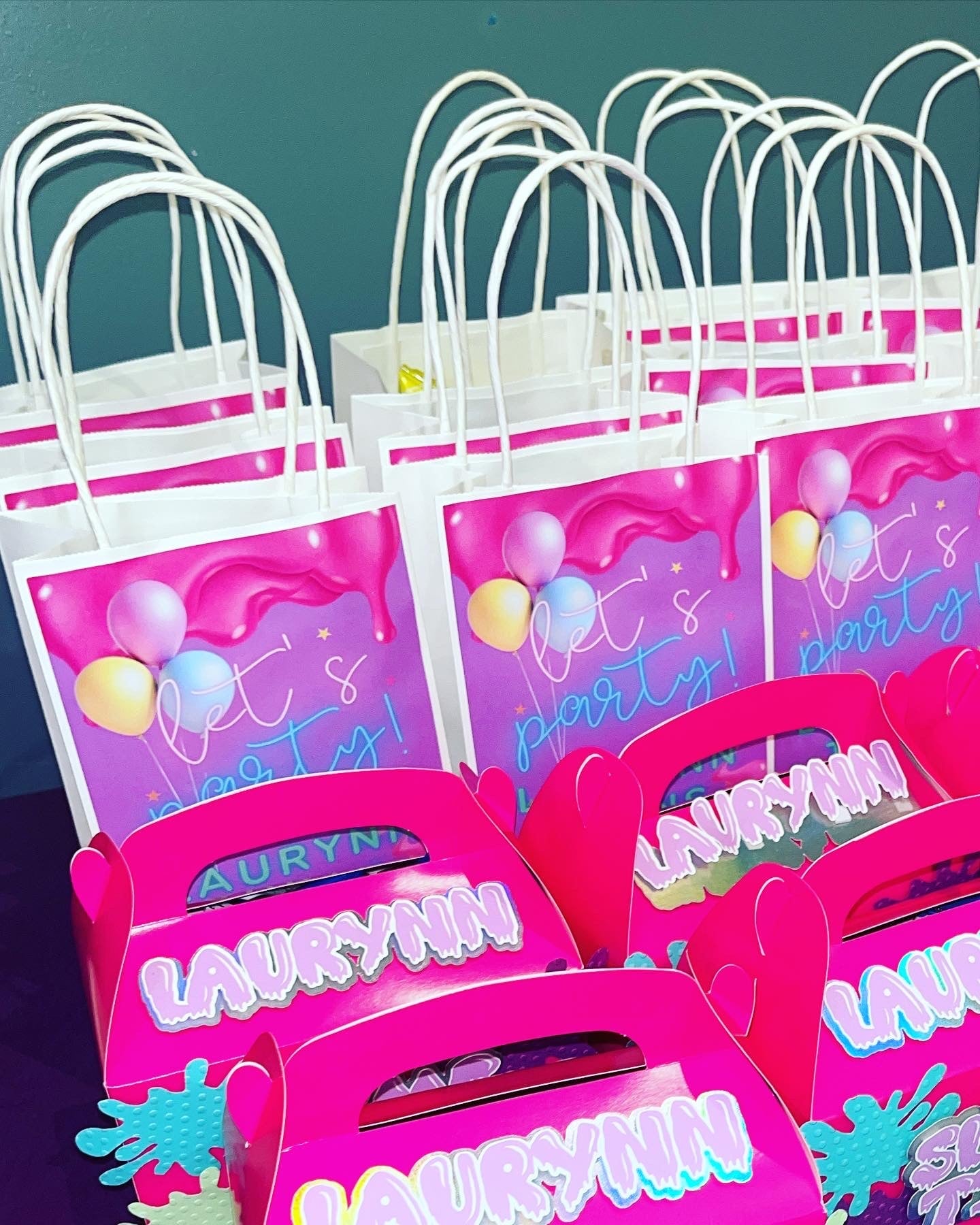 SLIME TIME Party Favor Bags- (10) Party Supplies Personalize It By Belle