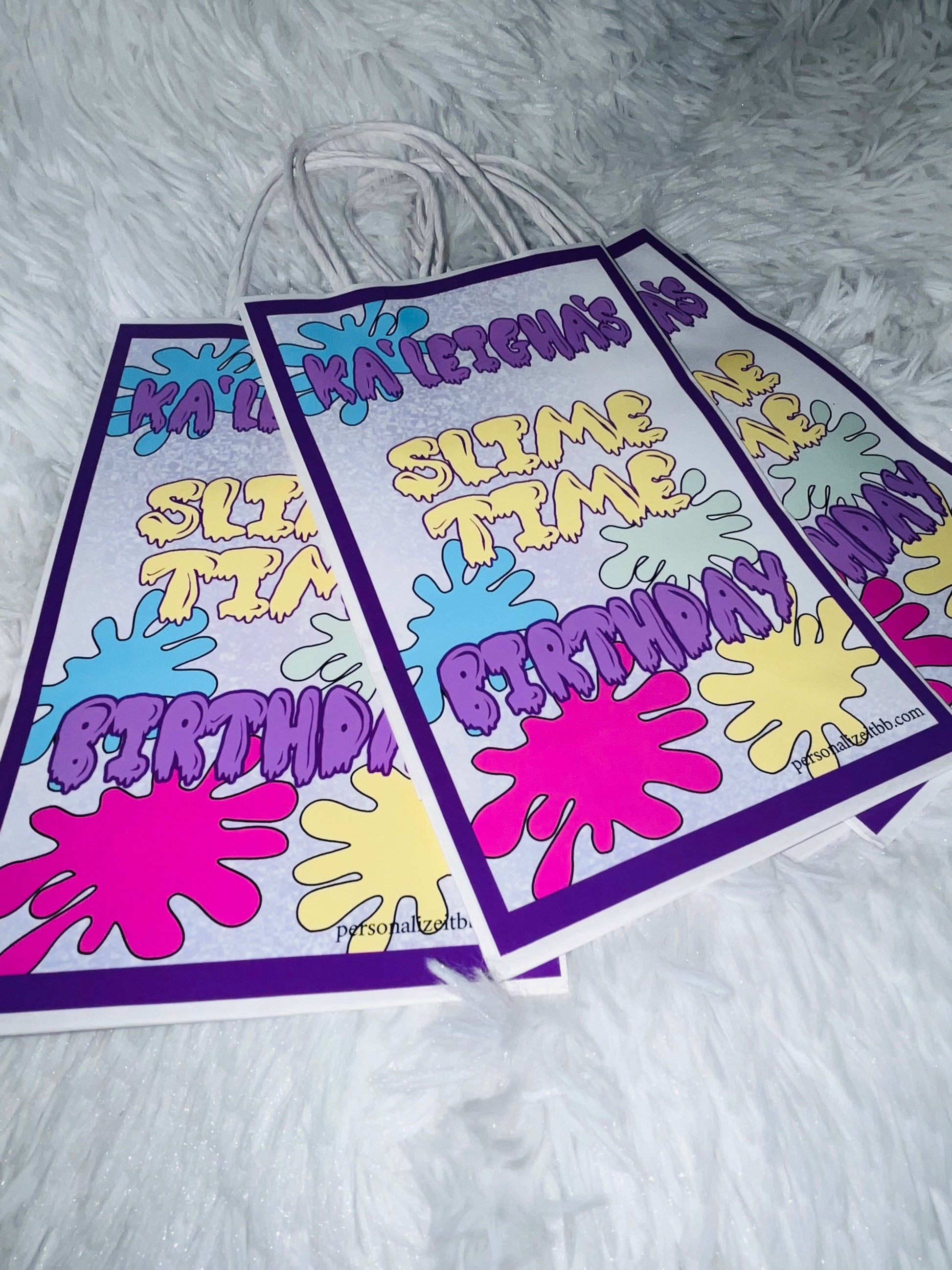 SLIME TIME Party Favor Bags- (10) Party Supplies Personalize It By Belle