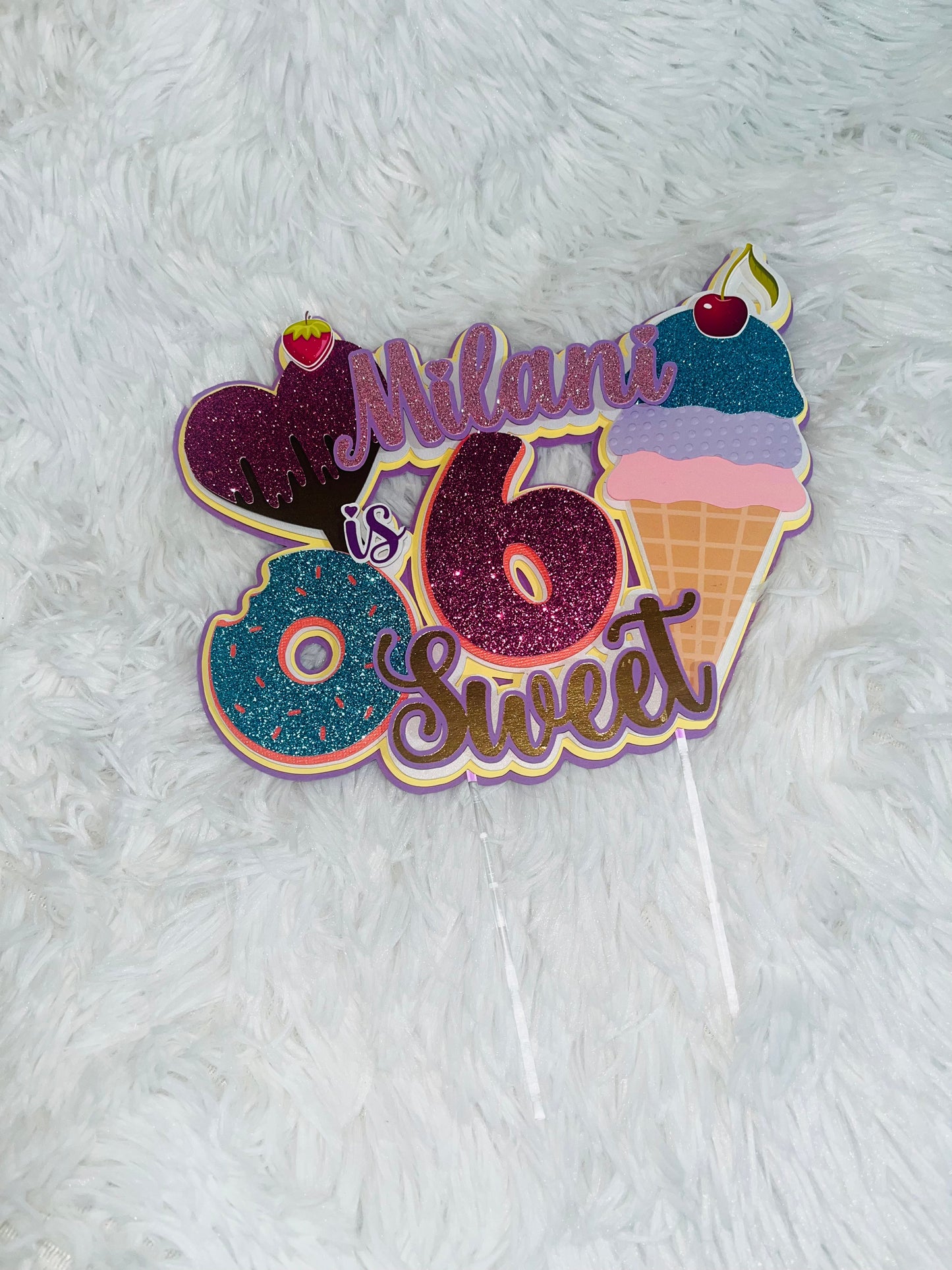 Sweet Ice Cream Light-Up 3D Cake Topper Party Supplies Personalize It By Belle