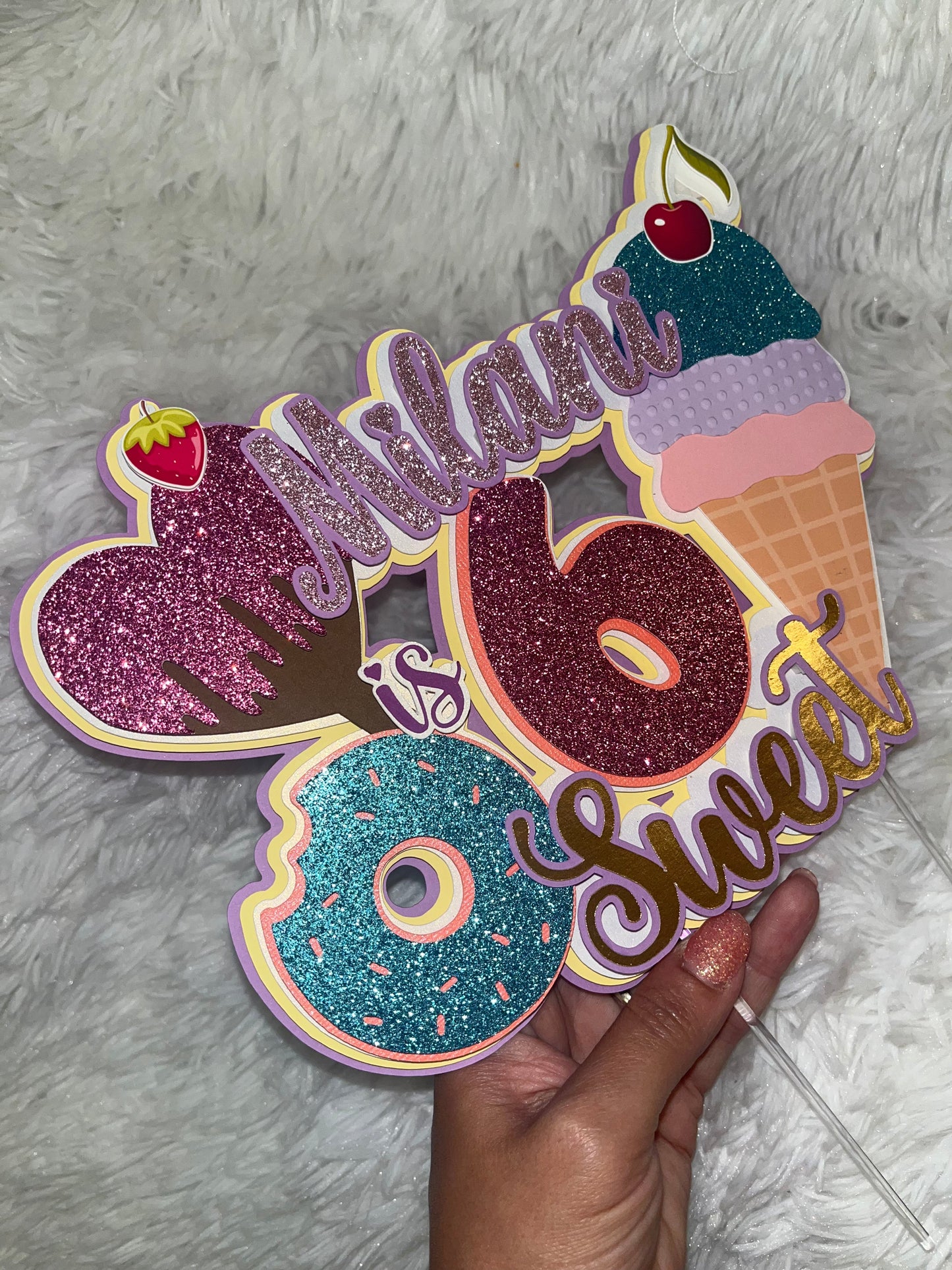Sweet Ice Cream Light-Up 3D Cake Topper Party Supplies Personalize It By Belle