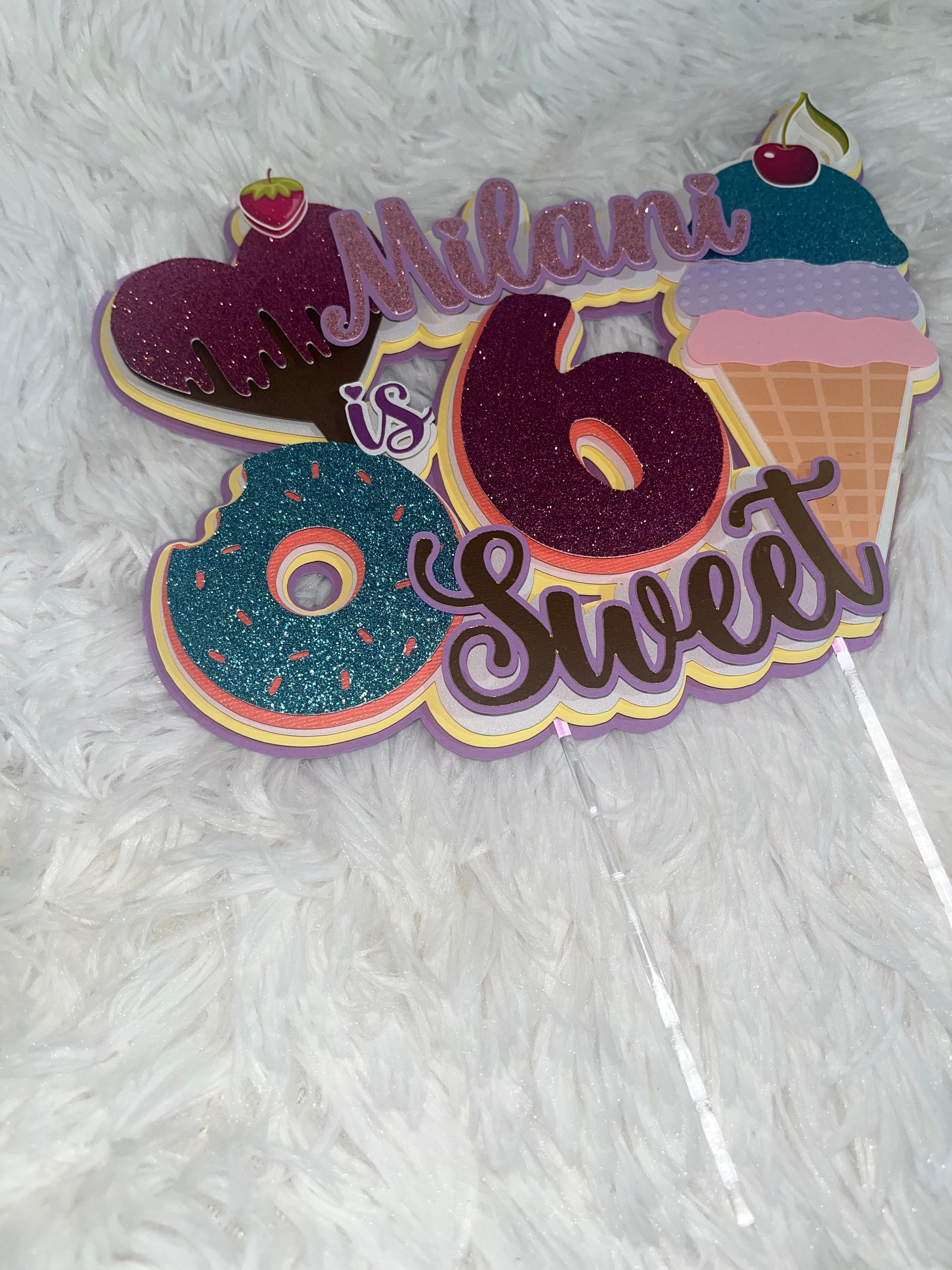 Sweet Ice Cream Light-Up 3D Cake Topper Party Supplies Personalize It By Belle