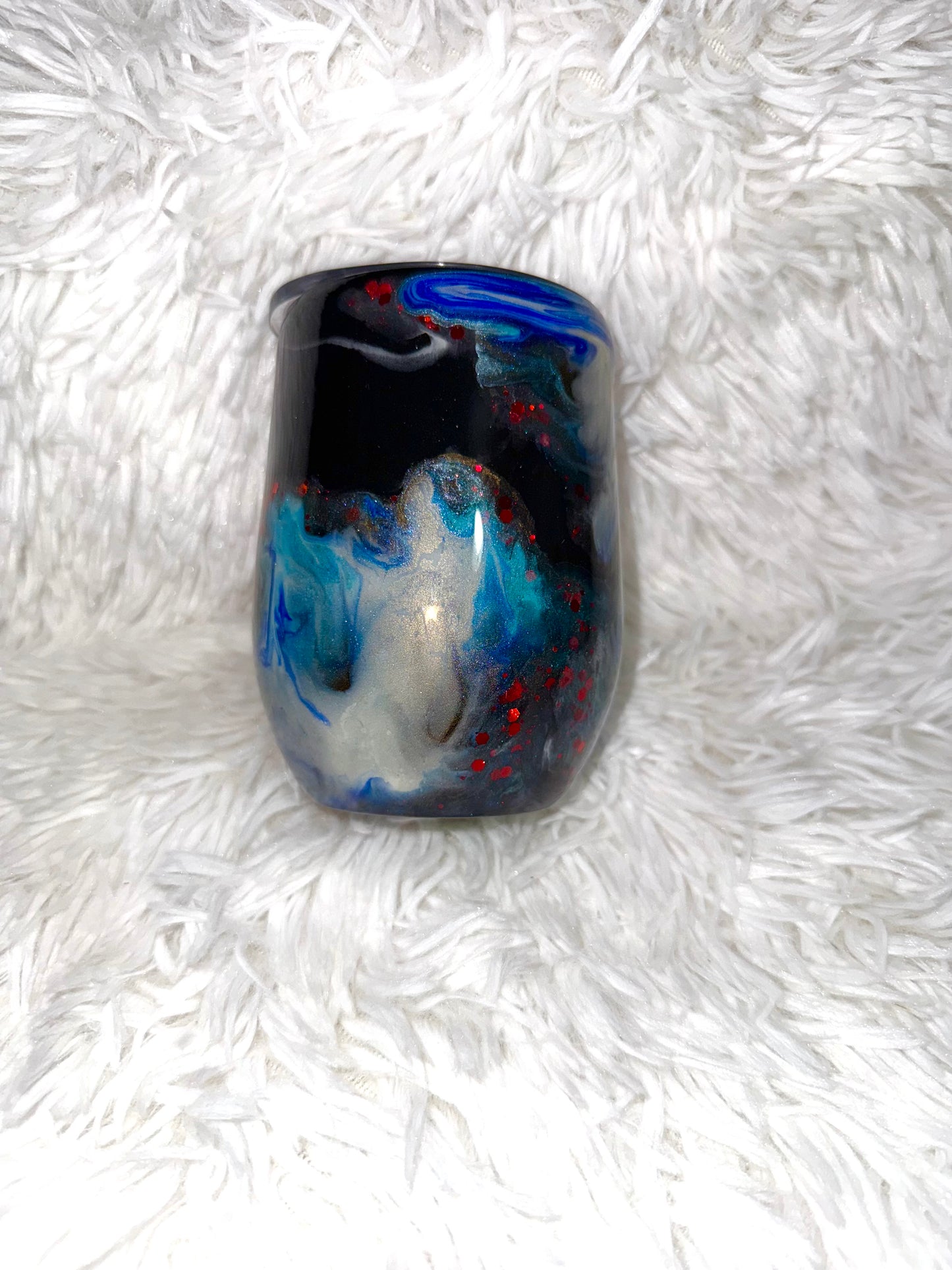 Alcohol Ink Black Blues Stemless Stainless Tumbler