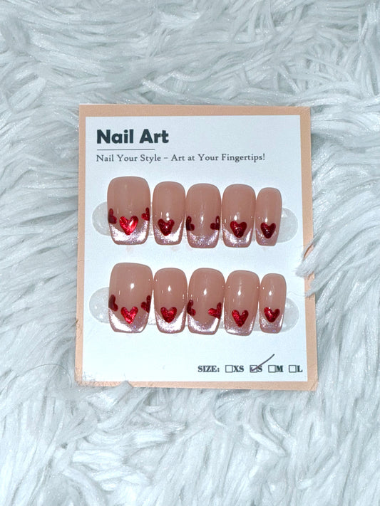 Cat Eye Rose Gold Heart Coffin (Small) Acrylic Style Press On Nails