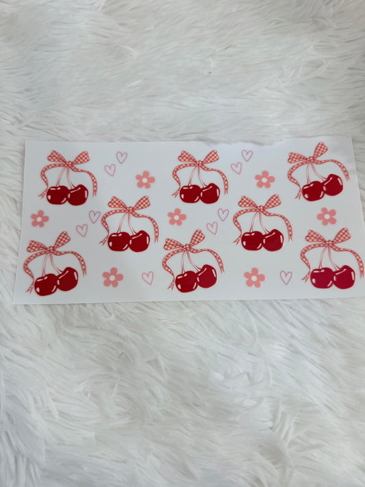 B. Pink Cherry Bows and Flowers