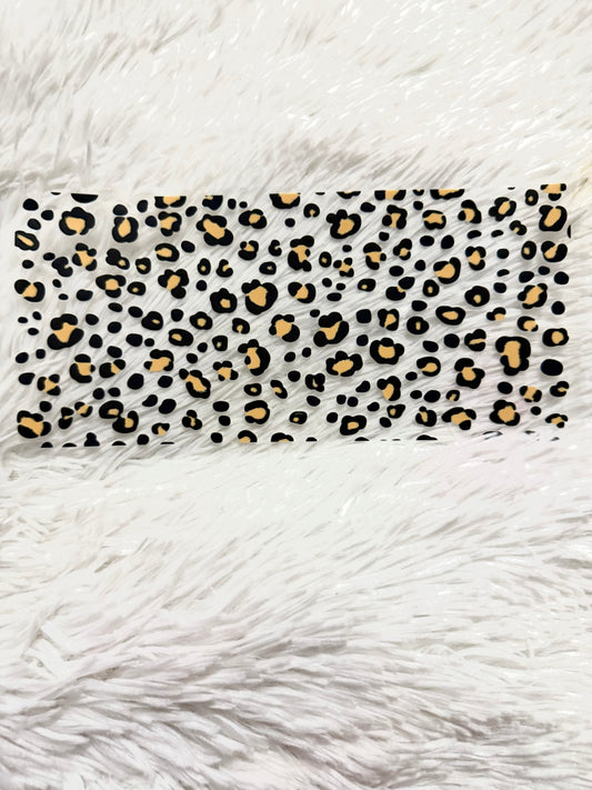 W105. Beige Black Leopard Print Tumbler Wrap