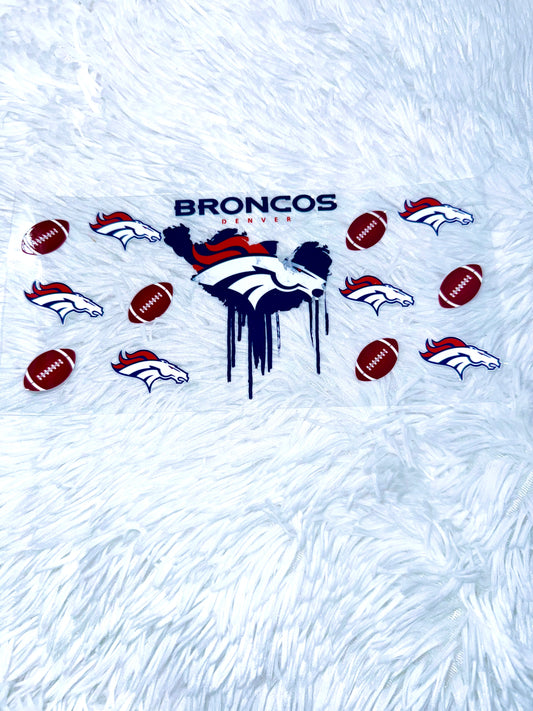 B190. Broncos Drip Football NFL Tumbler Wrap